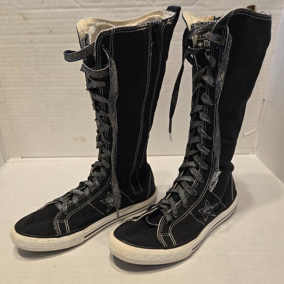 CONVERSE JUNIOR ONE STAR CALF HIGH LACE UP SNEAKERS - Picture 1 of 10